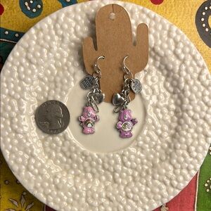 Pink CareBear Charm Earrings